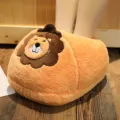 Plush cute cartoon lion foot warmer winter indoor cozy warm slippers for couple home relaxing. - Lion
