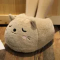 Plush cartoon cat foot warmer winter warm soft house slippers cozy indoor footwear for women - Cat