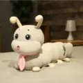 Cute caterpillar plush toy with scarf, soft long hugging pillow for kids sleeping room. - Gray / 95cm (0.9kg)