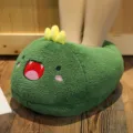 Cute dinosaur plush foot warmer, cozy winter indoor cotton shoes and slippers for couples. - Dinosaur