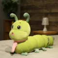 Cute green caterpillar plush toy with pink scarf long hug pillow for kids comfort sleeping - Light Green / 95cm (0.9kg)