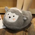 Cute grey sheep plush foot warmer winter indoor cozy slipper house shoes warm cover for feet - Lamb