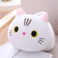 Cute chubby cat plush toy soft stuffed animal doll children comforting cylindrical pillow - White Cat / 50cm