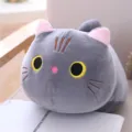 Cute fat cat plush toy, soft kawaii kitten stuffed doll, children's soothing cylindrical pillow. - Grey Cat / 50cm