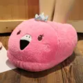 Pink flamingo plush foot warmer slippers, cozy winter indoor cartoon warm shoes for women. - Flamingo