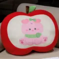 Thickened red apple plush pillow with cute pink pig design for sofa and office chair use - Piggy