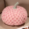 Cute pink checkered pumpkin plush pillow, soft lamb fleece cushion for home decor and gifts. - Small 15x20cm / Pink