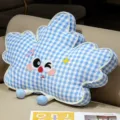 Almohada de felpa de nube a cuadros azul y blanco cojín de sofá lindo hogar - Azul a Cuadros