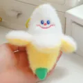Cute peeled banana plush keychain, soft cartoon fruit bag pendant for students and girls daily use. - Banana