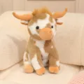 Cute sitting cow plush toy soft stuffed animal fluffy bull doll for kids birthday gift - Khaki / Sitting Height 30cm