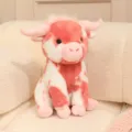 Cute pink and white plush cow toy, soft sitting stuffed animal doll for kids and gifts. - Pink / Sitting Height 30cm