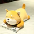 Cute sleeping shiba inu plush toy long body pillow soft stuffed animal doll cozy birthday gift - Smiling Eyes / 35CM