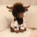 Cute sitting plush cow toy, black and white dairy cattle doll, soft stuffed animal for kids. - Caramel color / Sitting Height 30cm