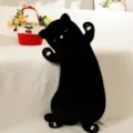 Cute black cat plush pillow long hug doll soft stuffed animal toy for kids bed room decor - Black / 65cm