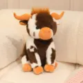 Mignon jouet en peluche de taureau assis marron et blanc poupée d'animal cadeau variante - Café / Hauteur d'assise 30cm