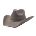 Grey western cowboy hat with rhinestone band, wide brim suede fedora for autumn and winter. - 58cm / Charcoal Grey
