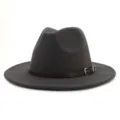 Sombrero fedora de lana gris oscuro para otoño invierno, elegante sombrero de ala ancha. - 58cm / Gris oscuro
