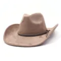Brauner Wildleder Cowboyhut mit geflochtenem Band, Vintage Western Jazz Hut Damen und Herren. - Altrosa
