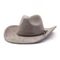 Graue Wildleder-Cowboyhut Detailansicht mit feinem geflochtenem Band und weicher Textur. - Kohlegrau