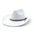 Klassischer hellgrauer Wildleder Cowboy Jazzhut mit stylischem geflochtenem Seilband Sommer - Weiß