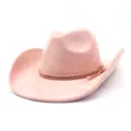 Rosa Wildleder Cowboyhut für Damen Herren Western Cowgirl Jazz Hut Krempe Strandkappe cool - Rosa