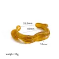 Bracciale rigido in resina ambrata con design ondulato e diametro interno di 60 mm - Bracciale a Polsino Aperto Irregolare Ambra (TB7209-CR) / Oro 18K