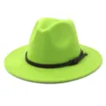 Sombrero fedora de fieltro verde para mujer moda otoño invierno estilo jazz detalle vista - 58cm / Verde Fruta