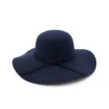 Donkerblauwe brede rand wollen vilt floppy hoed herfst winter mode elegante fedora hoed - Verstelbaar / Marineblauw