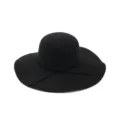 Klassieke zwarte wollen vilt fedora hoed met brede rand voor elegante vrouwen. - Verstelbaar / Zwart
