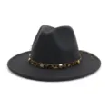 Chapeau fedora en feutre gris avec motif léopard et bande étoilée pour mode automne hiver - 58cm / Gris foncé