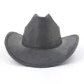 Primo piano dettagliato che mostra la trama punteggiata unica e la tesa curva del cappello. - 58cm / Nero