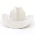Cappello da cowboy bianco glitterato nel dettaglio, tesa larga, accessorio costume primo piano. - 58cm / Argento