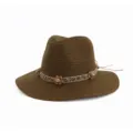 Chapeau de paille marron femme fedora chapeau de plage ruban dentelle et fleurs - Café