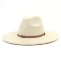 Detailed view of beige suede fedora hat with brown woven band for classic gentleman look. - M (56-58cm) / Beige