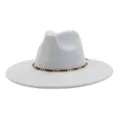 Detailed shot of grey suede fedora hat featuring a stylish gold and black chain accessory. - 58cm / Light Gray