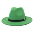 Chapeau fedora en feutre de laine vert pour femme, chapeau de jazz style britannique chic. - Vert Herbe