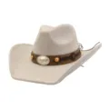 Beige faux suede western cowboy hat detail with brown leather hatband and metal bull skull buckle - 58cm / Beige