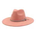 Pink suede felt fedora hat for women, wide brim jazz cap with sparkling rhinestone bow band. - 58cm / Rose Quartz
