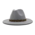 Grauer Filzhut Fedora mit gewebtem Band, perfekter modischer Hut für Herbst und Winter. - 58cm / Hellgrau