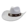 Sombrero de vaquero de ante con correa de cuero marrón y cráneo de toro, sombrero de jazz ala. - 58cm / Gris claro