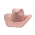 Sombrero de Vaquero de Ante Rosa con Banda Trenzada y Borlas Estilo Jazz Occidental - Rosa Palo