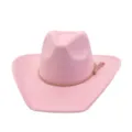 Sombrero de vaquero de ante rosa para mujer, gorra de jazz occidental de ala ancha con flecos. - Rosa Sakura