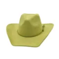 Sombrero vaquero de ante verde con una cinta trenzada elegante y diseño de ala ancha. - Verde Aguacate