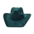 Sombrero de vaquero de ante verde oscuro con cinta trenzada de borlas y ala ancha, estilo étnico. - Verde Oscuro