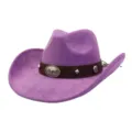 Sombrero de vaquero de ante morado hombre mujer estilo western ala ancha moda detalle - 58cm / Púrpura