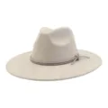 Detailed close-up view of beige suede fedora hat featuring sparkling rhinestone rope band. - 58cm / Beige