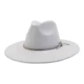 Grey soft faux suede fedora hat with sparkly rhinestone band and flat brim for women. - 58cm / Light Gray