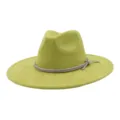 Green suede fedora hat detail featuring sparkling rhinestone cord trim and chic wide brim. - 58cm / Avocado Green