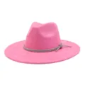 Pink suede fedora hat with rhinestone band, elegant wide brim jazz hat for women stylish accessory. - 58cm / Barbie Pink