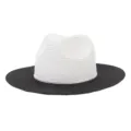 Two-tone straw fedora hat for men and women, stylish sun protection beach hat for summer. - Adjustable / Color 5